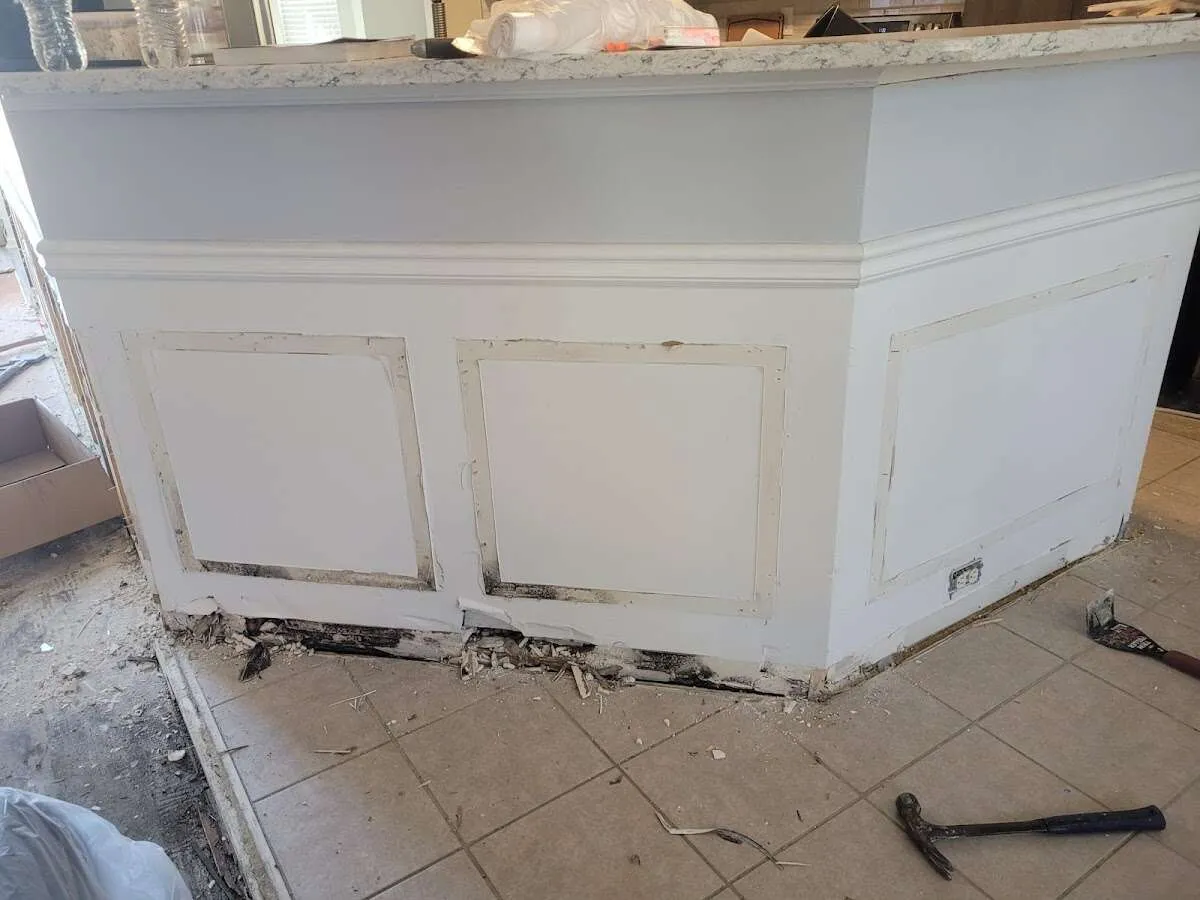 Water damage and mold on kitchen during Storm Damage Restoration in Evesham
